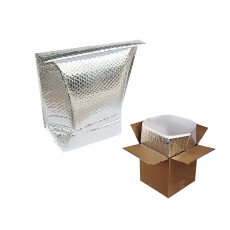 एल्यूमीनियम फ़ॉइल हॉट इंसुलेटेड बॉक्स लाइनर के साथ ताज़ा फल समुद्री भोजन थर्मल इन्सुलेशन बैग