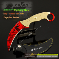 Couteaux Karambit tactiques CSGO 20CM entièrement métalliques avec étui en cuir, articles de collection pour le gaming et modèle d'exposition