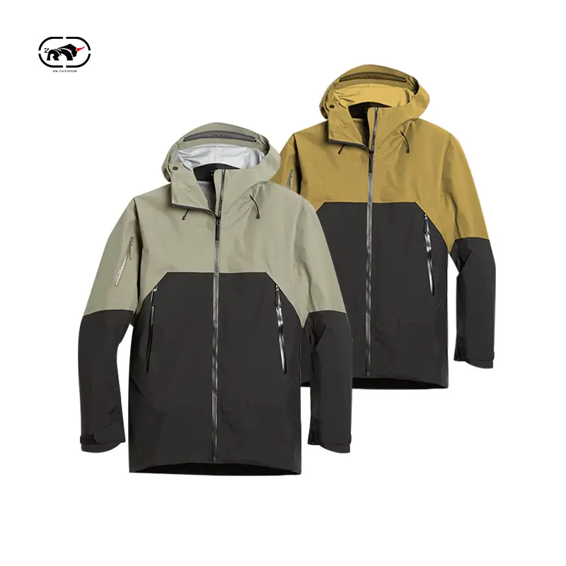 Custom Logo Polyester Waterproof Jacket Men Winter Outdoor Hardshell Jacket with Hoodie