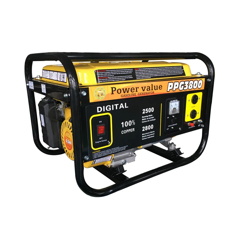 Power Value Generator OHV 2500 3500 4500 5500 6500 With China Factory Price Fuel Less 2kw 3kw 4kw 5kw Manual Gasoline