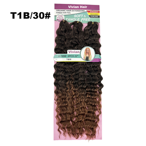 Ingrosso su misura 22 pollici 3x <span class=keywords><strong>trecce</strong></span> a onda profonda lunga riccia treccia uncinetto capelli <span class=keywords><strong>extension</strong></span> kanekalons sintetici per le donne - Product Image 4