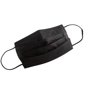 50 Pcs Comfortable PP nonwoven black medical mask rubber face mask 3-Ply filter earloop mouth cover all black surgical mask