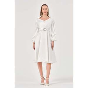 Chemisier à manches longues pour femme DANS, couleur écru, coupe décontractée, pour tous les jours et la mode printemps/été - Product Image 2