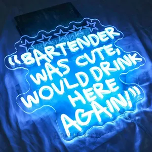 Cailemeng Bartender lindo bebería aquí de nuevo Arte de Bar Funky personalizado, pared de apartamento Estética femenina Decoración de cocina letrero de neón - Product Image 1