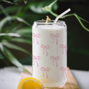 Copo de Vidro Mason Jar de 16oz com Canudo e Tampa de Bambu, Copo de Café com Laço Fofo para Bebidas Geladas, Presente - Product Image 6