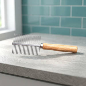 Peigne pour chien en acier inoxydable avec manche en bois, brosse de toilettage pour animaux de compagnie double face - Product Image 3