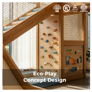 Torres de Juego de Madera Estilo <span class=keywords><strong>Bosque</strong></span>, Puente de Cuerdas, Tobogán, Casa de Juegos, Equipo de Juegos Interior para Niños, Centro de Actividades - Product Image 3