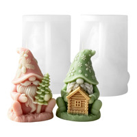 Moule en silicone HY pour elfe de Noël, gnome, maison d'arbre de Noël, forme de nain, pour bougies parfumées, décoration de Noël pour la maison