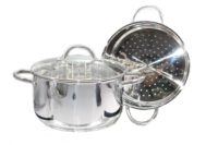 Ensemble de casseroles en acier inoxydable multifonctionnel JL avec poignée, couvercle en verre, marmite à couscous, batterie de cuisine