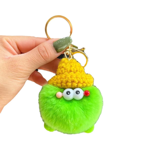 Colgante de peluche hecho a mano Little Bean, llavero para coche, accesorio para mochila, modelo Coal Ball Bean Ding - Product Image 4
