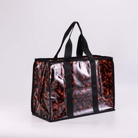 Sac fourre-tout transparent en PVC imprimé écaille de tortue avec logo personnalisé, sac à main transparent effet écaille de tortue avec poignées robustes