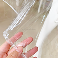 Housse de table en PVC transparent, imperméable, personnalisé avec bord de fil à coudre