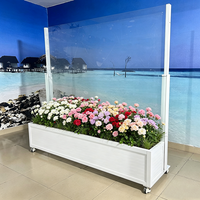 Rampe en verre télescopique mobile avec jardinière et roulettes universelles, résistante aux intempéries, transparente, à vue panoramique, réglable