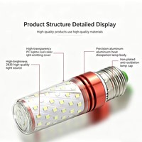 Ampoule LED en forme de maïs en aluminium E14/E27, lumière froide/chaude/tricolore, dimmable, pour usage résidentiel, compatible avec les lustres, les lampes murales/de table