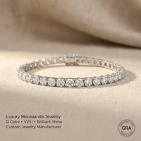 Bracelet tennis personnalisé en moissanite couleur D VVS1, en argent sterling 925, aspect diamant, avec certificat GRA, OEM ODM