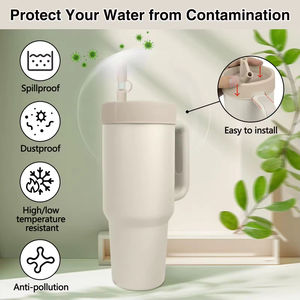 Couvercle de rechange pour gobelet Stanley 40oz avec couvercle de paille amélioré en silicone anti-déversement pour le dessus du gobelet Stanley avec couvercle de paille - Product Image 3