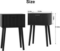 Ensemble de 2 tables de chevet convertibles, petites tables d'appoint avec portes cannelées, design moderne du milieu du siècle, pour les petits espaces de chambre à coucher