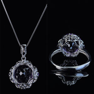 925 כסף טבעי עלה המילניום חתך אמתיסט תכשיטים משובצים רודודיום באיכות גבוהה מצופה מסיבות נשים - Product Image 4