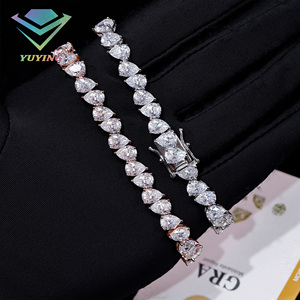 กำไลข้อมือรูปทรงลูกแพร์ ดีไซน์แฟชั่น เพชรโมอิสซาไนต์ VVS ชุบทอง เงินแท้ 925 พร้อมใบรับรอง GRA ผ่านการทดสอบเพชร เหมาะสำหรับทั้งชายและหญิง - Product Image 5