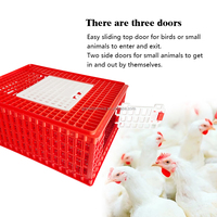 Cages de transport pour volailles vivantes 75*55*29cm, caisse en plastique pouvant contenir 10 à 12 poulets adultes avec portes coulissantes pour le transfert des animaux