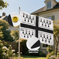 Drapeau personnalisé en polyester 3x5 pieds, drapeau de la Bretagne avec œillets en laiton, drapeau de la région historique française, drapeau extérieur personnalisé
