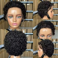 Perruque courte Pixie 13x4 avec dentelle HD transparente 12A, vente en gros, perruque 100% cheveux humains brésiliens, adaptée aux femmes noires