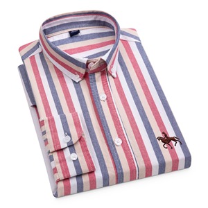 <span class=keywords><strong>Camicia</strong></span> da <span class=keywords><strong>Uomo</strong></span> Business Casual a Maniche Lunghe 100% Cotone Oxford Traspirante a <span class=keywords><strong>Righe</strong></span> Ricamata - Product Image 2