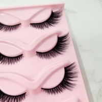 Faux cils 3D effet plume, œil de chat ailé, faits à la main, en fibres synthétiques, naturels, longs et volumineux, pour maquillage des yeux