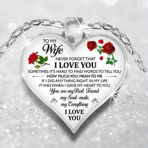 Chaud nouveau cadeau de fiançailles à la mode fiancée coeur collier lien chaîne papa maman fille fils alliage pendentif bijoux pour les spéciaux - Product Image 1