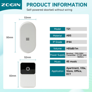 <span class=keywords><strong>Sonnette</strong></span> de porte intelligente <span class=keywords><strong>sans</strong></span> <span class=keywords><strong>fil</strong></span> à <span class=keywords><strong>longue</strong></span> <span class=keywords><strong>portée</strong></span> 200m, avec <span class=keywords><strong>caméra</strong></span> HD, télécommande, faible consommation d'énergie, application, en matériau ABS, pour appartement, bureau, hôtel - Product Image 2