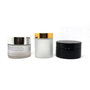 High End Wholesale 5g 10g 15g 20g 30g 50g 100g Face Cream <b>Container</b> Black Frosted Glass Jar with Plastic Bamboo Lid - Product Image 5