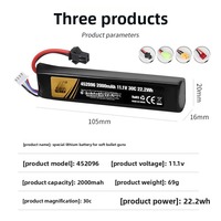 Batterie à État Solide 11.1v 2000mAh en Gros pour Jouet Pistolet à Eau Tactique Combinaison 3S1P Durée de Vie de la Batterie 500 Cycles Grade Batterie Pouch
