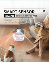 Fontaine à eau intelligente sans fil pour animaux de compagnie, 4000 mAh, réservoir d'eau de 2,5 L, capteur de mouvement infrarouge, bol en acier inoxydable antibactérien, filtre multiple
