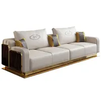 Sıcak satış Modern beyaz deri kanepe seti mobilya Chesterfield kesit kanepe deri oturma odası kanepeleri