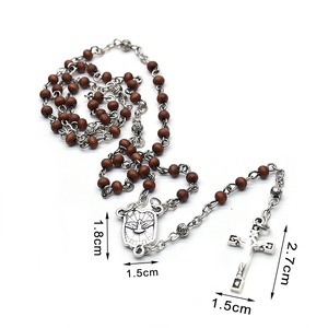 Collier chapelet en perles de bois multicolores, marron café, 7 pouces, style vintage artistique rétro, léger, unisexe, vente en gros - Product Image 4
