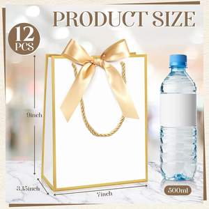 Sacchetti Regalo in Oro Bianco con Manico, Sacchetti Regalo con Fiocco <span class=keywords><strong>per</strong></span> Capodanno, San Valentino, Matrimoni, Compleanni, Natale - Product Image 5