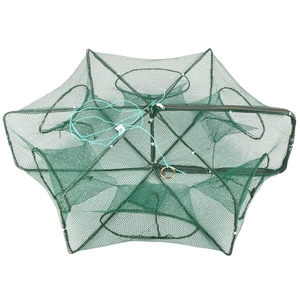 Red de pesca plegable hexagonal, 6 agujeros, red de pesca, jaula para camarones, trampa para pececillos, cebos para cangrejos, red trampa de malla - Product Image 2
