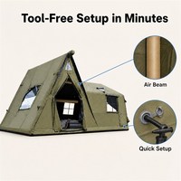 Tente de camping gonflable portable quatre saisons de 12,6 m², imperméable et résistante au soleil, en tissu Oxford 420D, 3000 mm