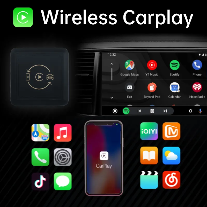 Carplay Wireless AI box per iPhone Carplay e Android plug and play automatico da cablato a adattatori Carplay wireless