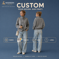 Cardigan en maille à col montant pour femme, boutonné sur le devant, côtelé, coupe décontractée, vêtement d'hiver, vente en gros personnalisée