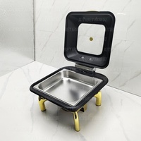 Chauffe-Plat Professionnel 6L Noir et Or en Acier Inoxydable pour Buffet – Matériel de Restauration Hôtelière