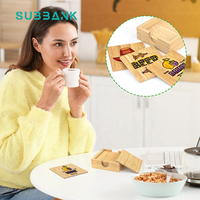 Ensemble de 5 sous-verres en bambou vierges pour sublimation, sous-verres en bois pour tasses à thé, sous-verres en bambou avec support