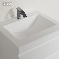 Meuble de salle de bain en pierre de luxe à surface solide, meuble sous-vasque, lavabo mural et meuble sous-vasque
