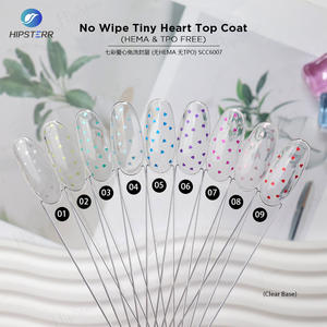 HEMA & TPO FREE No Wipe Tiny Heart Clear Top Coat Soak Off Sequins Clear Top Coat Gel Polish High Tough Top Nail Gel Custom - Product Image 4