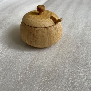 Salière en bambou avec cuillère, couleur bois naturel, pot à condiments résistant à l'humidité pour assaisonnements solides en cuisine - Product Image 1
