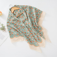 Nouveau Foulard Carré en Voile Imprimé Fleurs Pastorales Premium pour Femmes Musulmanes d'Indonésie et de Malaisie – Voile d'Été
