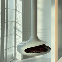 Cheminée à vapeur d'eau 3D suspendue, 360° °   Cheminée suspendue au plafond à flamme de brume rotative, taille personnalisée, décoration de villa et d'hôtel