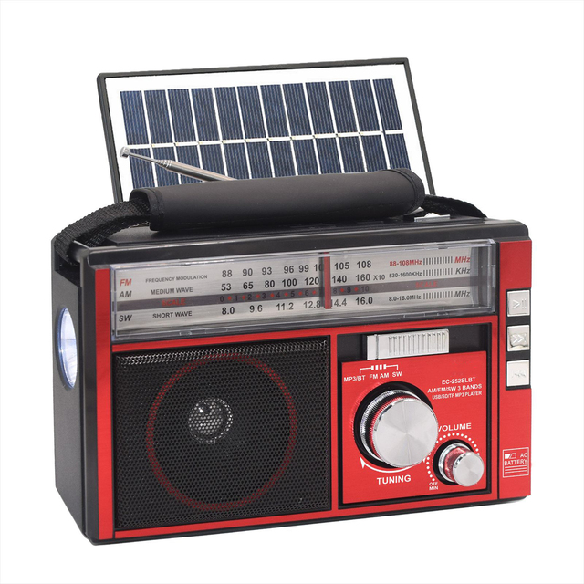 Manufacturer Selling Vintage Full-band Adjustable Frequency TF Card FM/AM/SW Radio with Solar Energy