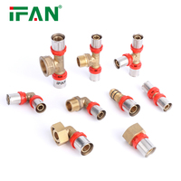 Raccords à sertir en laiton pour plomberie IFAN, prix d'usine, 16MM-63MM, blanc, rouge, bleu, jaune, raccords à pression en laiton MLP