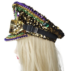 Cappello da Capitano per Festa di Mardi Gras, Design Y2K Punk con Rivetti e Paillettes, in Poliestere, Unisex per Festival, Carnevale e Parate - Product Image 5